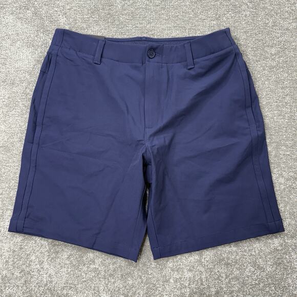 Under Armour Iso-Chill Storm Golf Shorts 34 Navy Blue Water Repellent Stretch - Picture 1 of 14